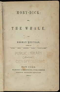 The title page from the first Amecan edition of Moby- Dick, 1851